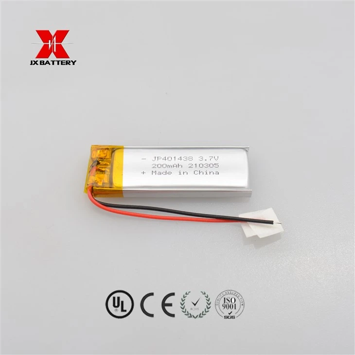Batri Polymer Li wedi'i Addasu JP401438 3.7V 200mAh 0.74Wh Ar gyfer Dyfais Feddygol